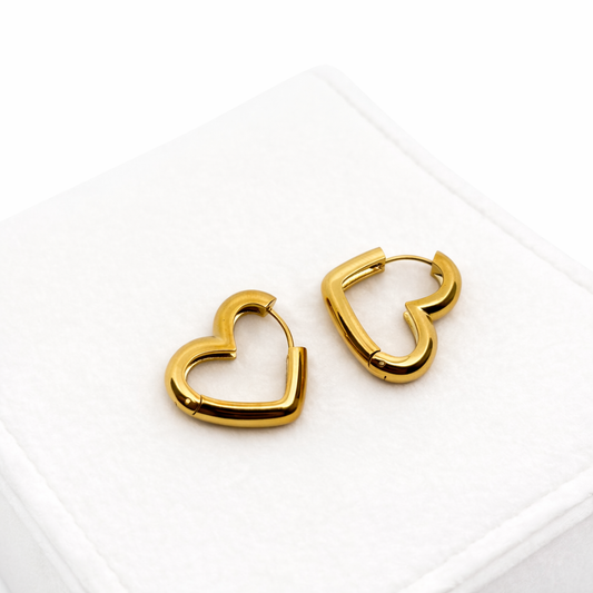 Evermore Heart Hoops - Gold