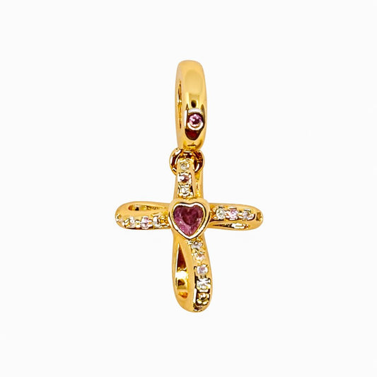 Golden Heart Cross Pendant