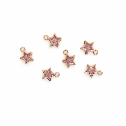 Pink Crystal Stars - Golden